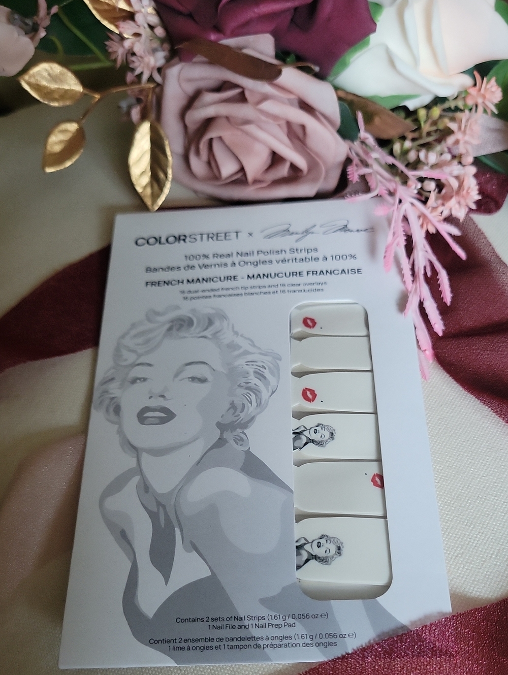 Color Street French Manicure Nail Polish Strips. White with Marilyn Monroe Image